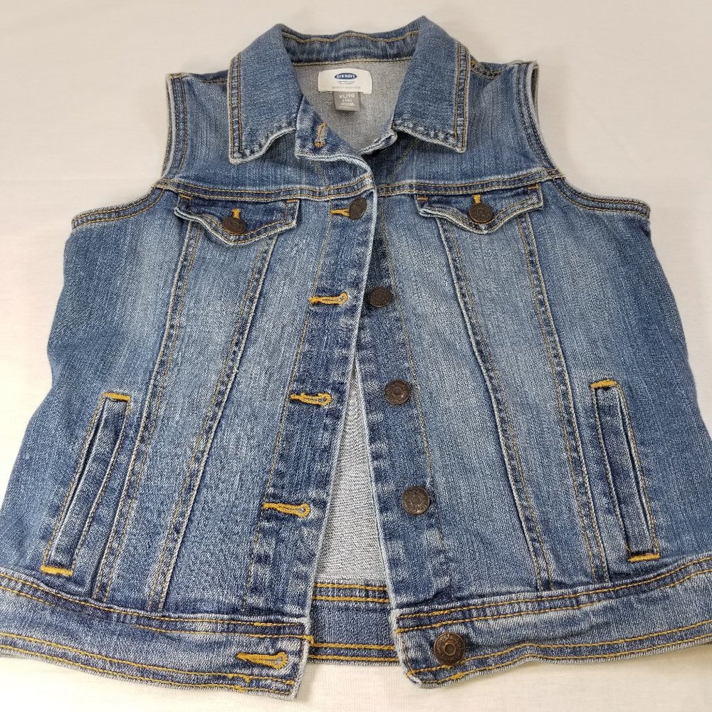 OLD NAVY Blue Vest Girl's Size 14 XL Denim Jean - Picture 7 of 10